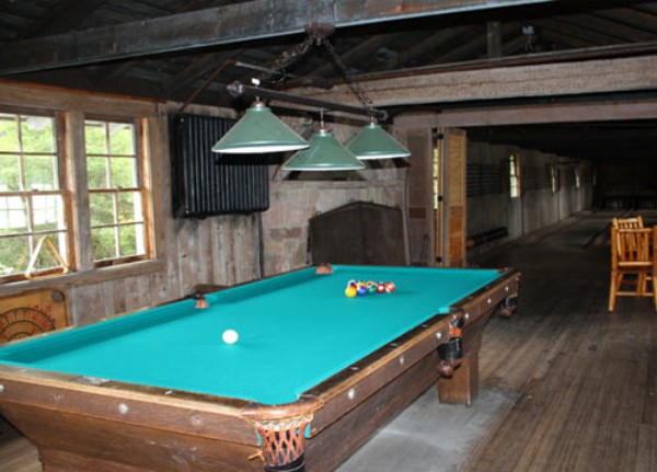 Pool Table in Bowling Alley Building